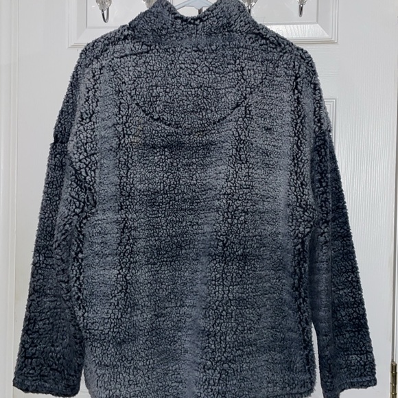 Blue/White Sherpa Half Zip Pullover Sweatshirt Sweater - Picture 3 of 4